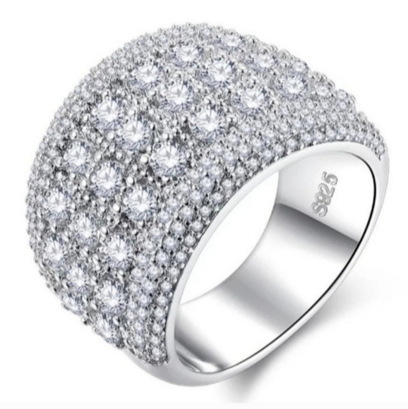 Platinum Round-cut Multi-Row Diamond Band Ring - Picture 16 of 16